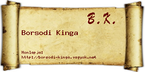 Borsodi Kinga névjegykártya